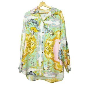 Moschino duck print, worn by Rihanna, VTG print duck Moschino Blouse sz 8